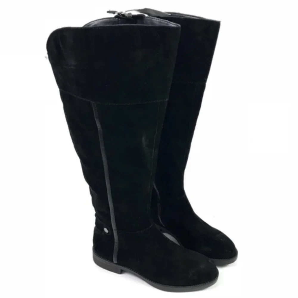 Franco Sarto Women’s Black Suede Wide Calf Boots 5.5M-WC Brand New